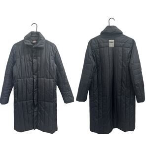 Diesel 2000s Black Quilted Long Puffer Coat Streetwear Apres Ski Cabin Winter